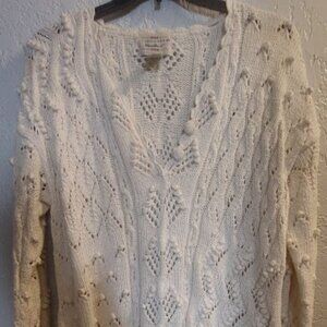 YARNWORKS HANDKNIT OPEN COLLAR LONG SLEEVE TOP
